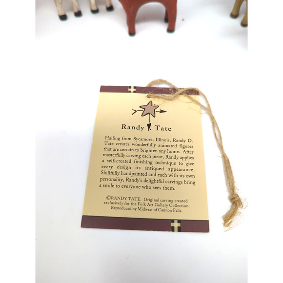 Randy Tate Noah's Ark wooden set 8 animals carvings folk art collection - Picture 9 of 15